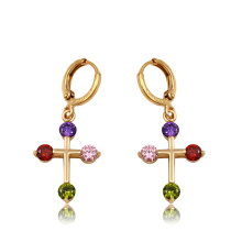 91903 xuping high quality fashion 18k gold color synthetic zircon women's drop earrings